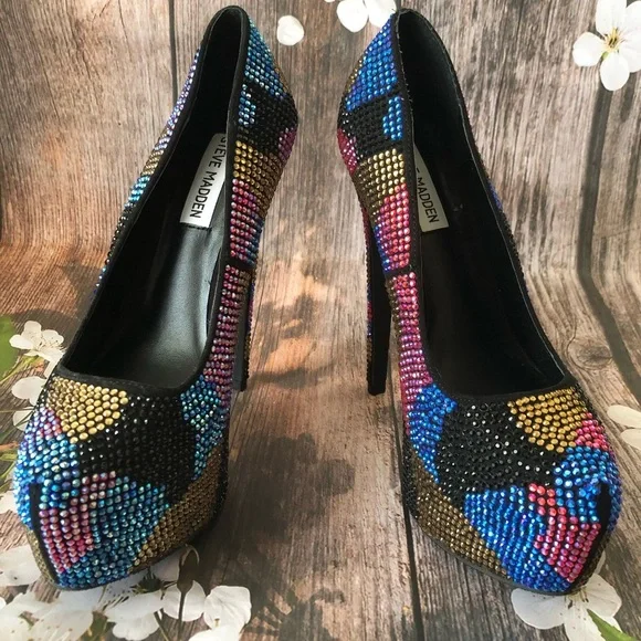 Steve Madden Colorful Rhinestone Platform Heels - Picture 4 of 7